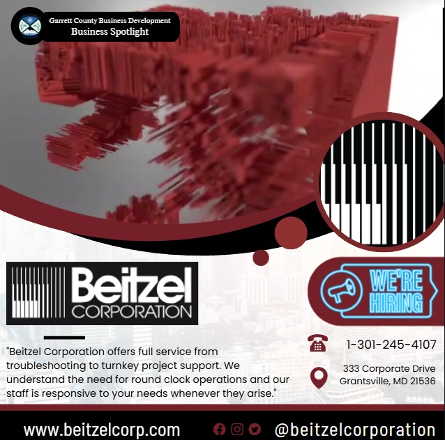 Today's Business Spotlight 📣 is on Beitzel Corporation! 
Visit them at www.beitzelcorp.com or Beitzel Corporation
Follow us to see more daily Garrett County Business Spotlights!
If you are interested in having your business featured contact Connor Norman at cnorman@garrettcountymd.gov. #businessdevelopment #garrettcountymd